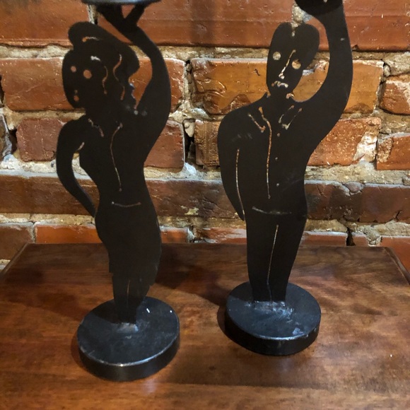 Vintage metal tapered candle holders - Picture 2 of 6